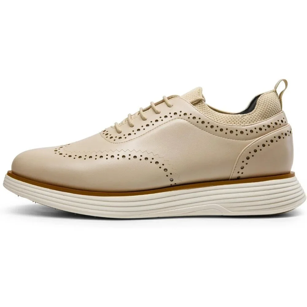 Casual Dress Oxford Shoes Men's Apricot Business Formal Comfort Wingtip Sneaker